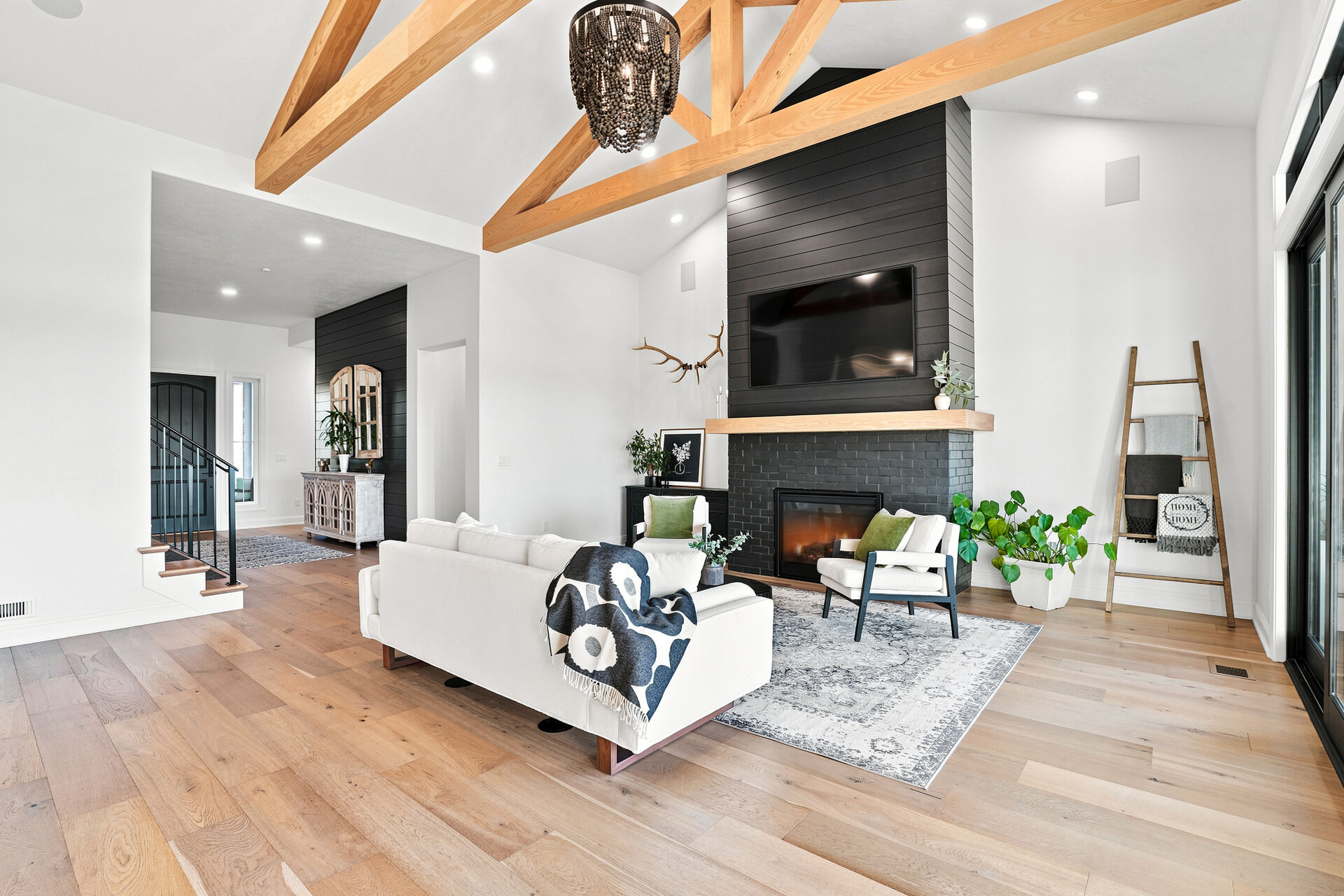 Great room with fireplace
