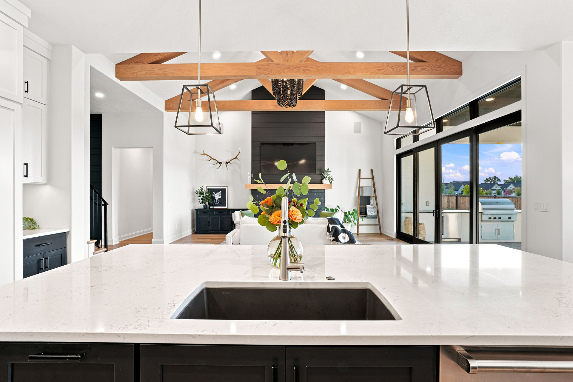 Kitchen with lake view